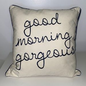 Crème and Navy ‘Good Morning Gorgeous’ Decorative Pillow